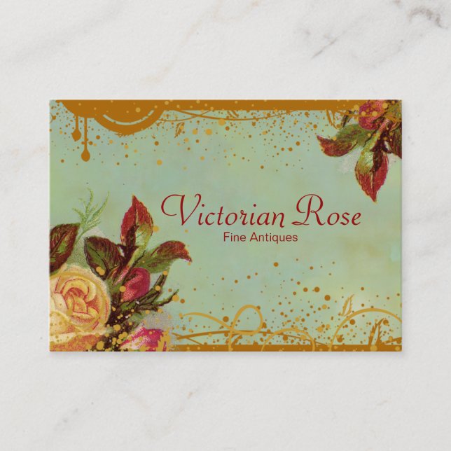 Tarjetas de visita Rosa elegante de Victoria (Anverso)