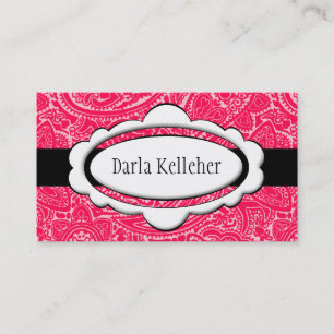 Tarjetas de visita rosadas brillantes de Paisley
