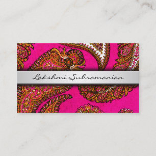 Tarjetas de visita rosadas de la India Paisley