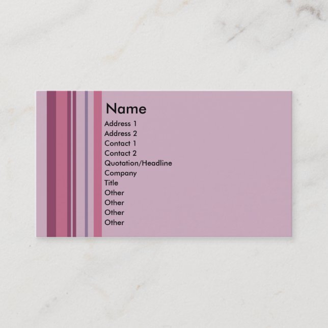 Tarjetas de visita rosadas de la raya del caramelo (Anverso)