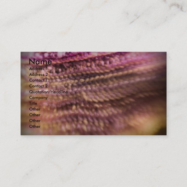 Tarjetas de visita rosadas de las lanas (Anverso)