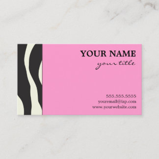 Tarjetas de visita rosadas elegantes de la cebra