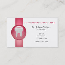 Tarjetas de visita rosadas para odontología con ta