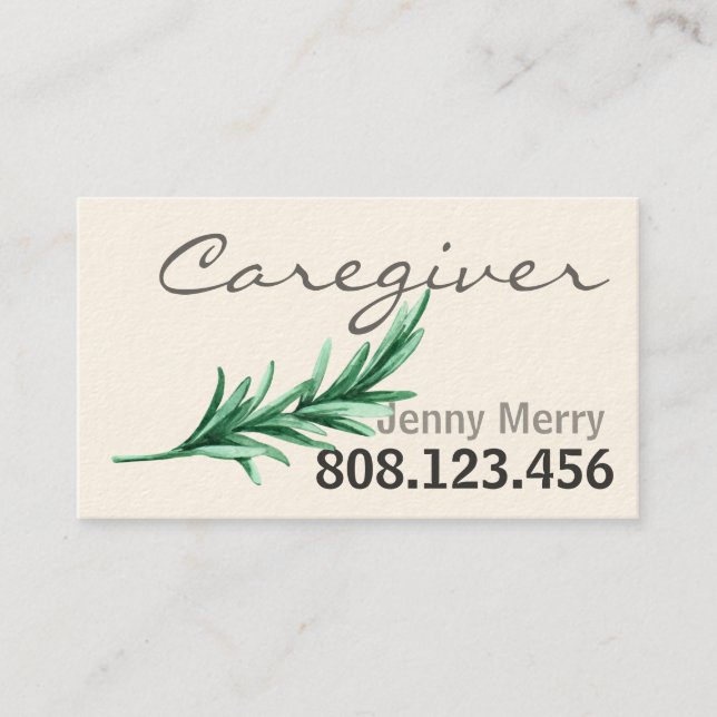 Tarjetas de visita Rosemary Caregiver (Anverso)