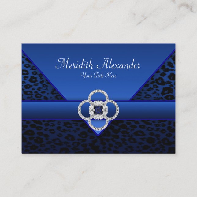 Tarjetas de visita Royal Blue Leopard (Anverso)