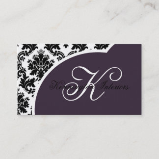 Tarjetas de visita Royal Plum Purple Black Damask