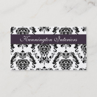 Tarjetas de visita Royal Plum Purple Black Damask 