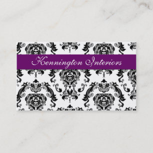 Tarjetas de visita Royal Purple Black Damask Lace
