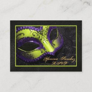 Tarjetas de visita RSVP de Lime Masquerade