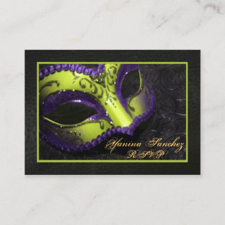 Tarjetas de visita RSVP de Lime Masquerade