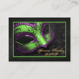 Tarjetas de visita RSVP de Mascarada Verde
