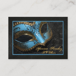 Tarjetas de visita RSVP para la mascarada verde az