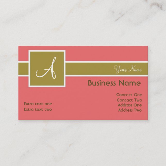 Tarjetas de visita Salmon & Sage para Banda Monogr (Anverso)
