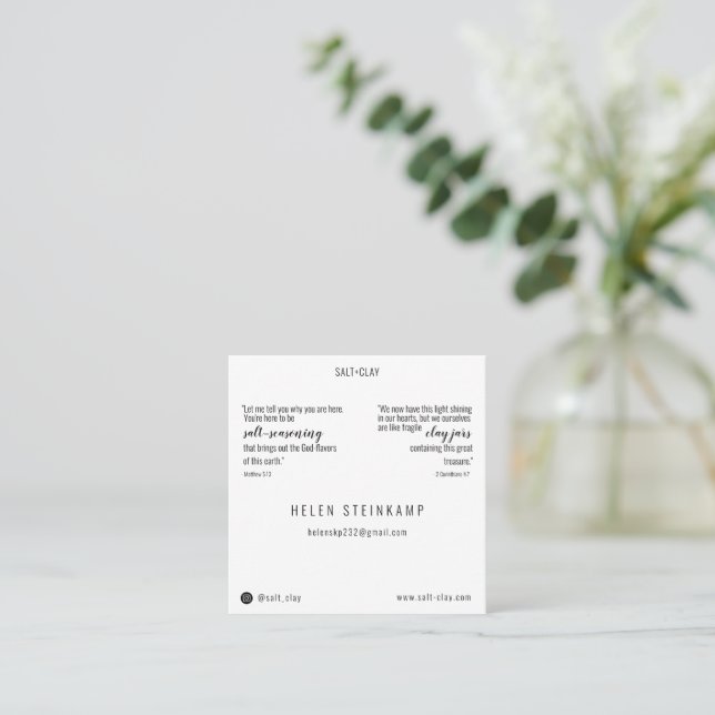 Tarjetas de visita SALT+CLAY  (Anverso de pie)