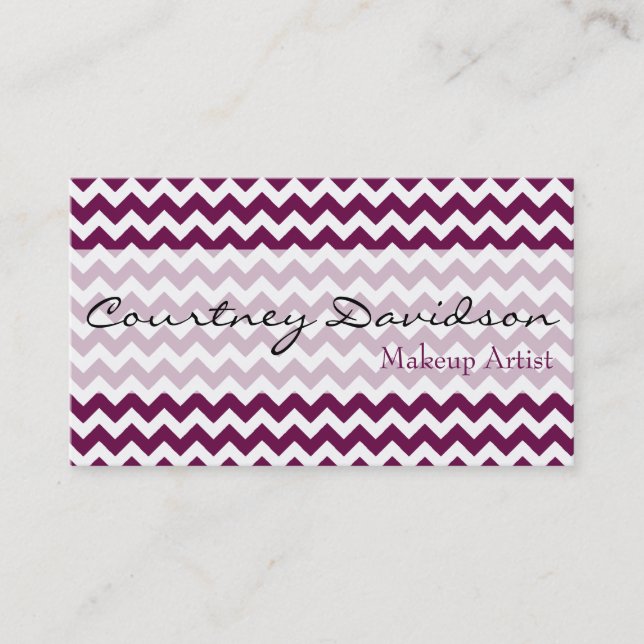 Tarjetas de visita Sangria Purple Chevron (Anverso)