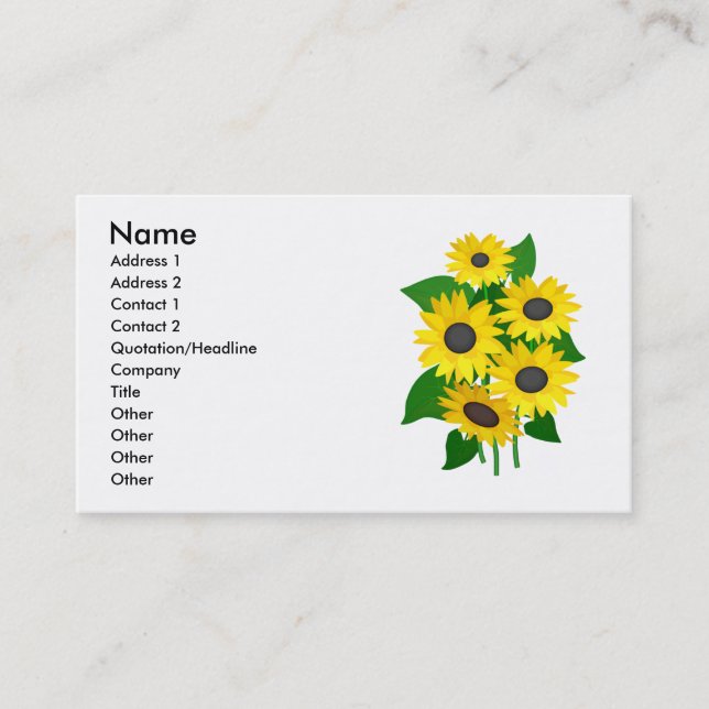 Tarjetas de visita Sassy Sunflowers (Anverso)
