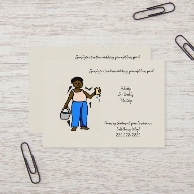 Tarjetas de visita, servicios de limpieza de Lady (Anverso/Reverso In Situ)