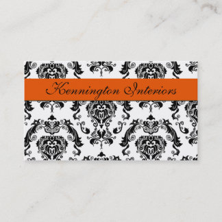 Tarjetas de visita Sherbet Naranja Black Damask La