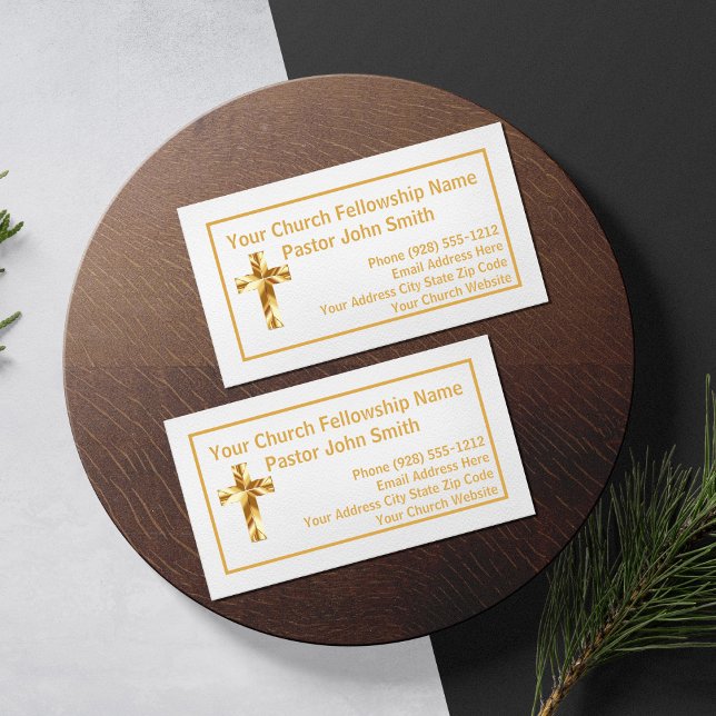 Tarjetas de visita simple Church Pastor Classy Gol (Subido por el creador)