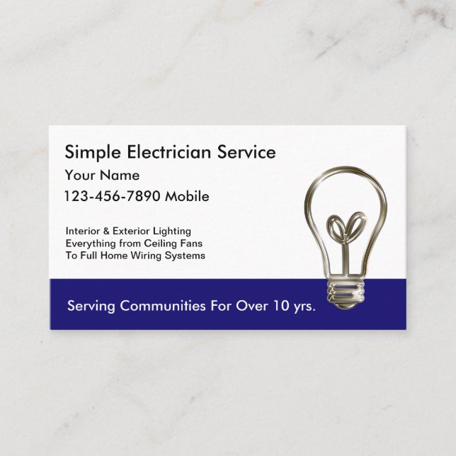 Tarjetas de visita simple de electricidad (Anverso)