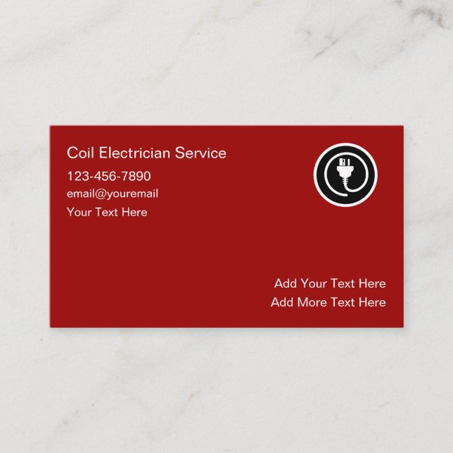 Tarjetas de visita simple de electricidad rojas (Anverso)