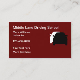 Tarjetas de visita simple de la escuela de conducc