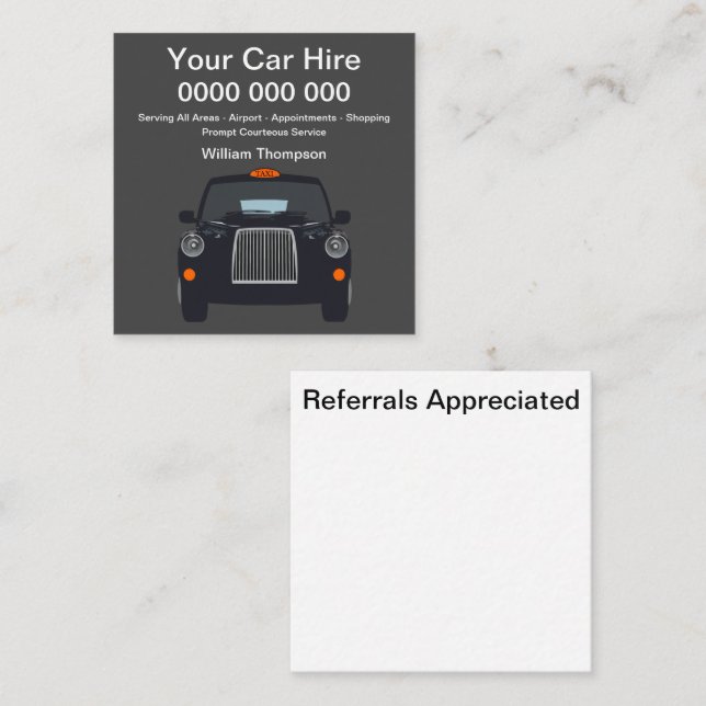 Tarjetas de visita simple de servicio de taxi en e (Anverso / Reverso)