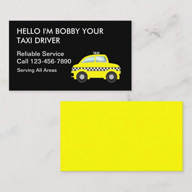 Tarjetas de visita simple en taxi (Anverso / Reverso)