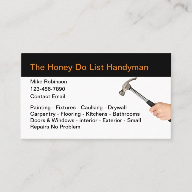 Tarjetas de visita simple Honey Do Handyman (Anverso)