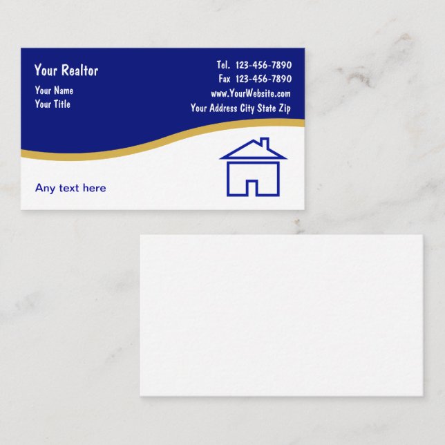 Tarjetas de visita simple para bienes raíces (Anverso / Reverso)