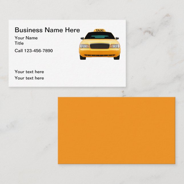 Tarjetas de visita simple para conductores de taxi (Anverso / Reverso)