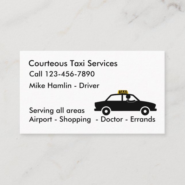 Tarjetas de visita simple para conductores de taxi (Anverso)