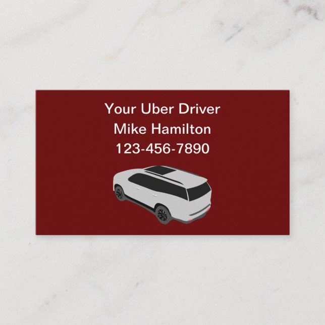 Tarjetas de visita simple para conductores de Uber (Anverso)