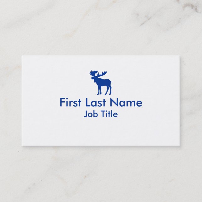 Tarjetas de visita simples de alce azul blanco (Anverso)