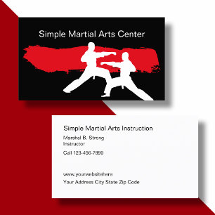 Tarjetas de visita simples de los artes marciales
