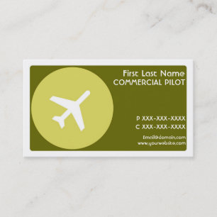 Tarjetas de visita simples de piloto de temas verd