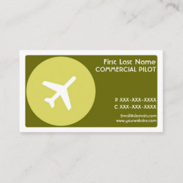 Tarjetas de visita simples de piloto de temas verd
