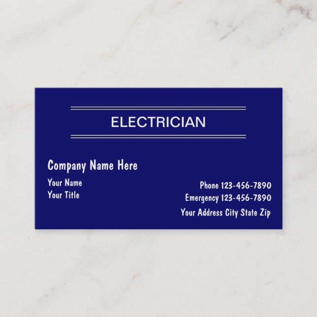 Tarjetas de visita simples del electricista (Anverso)
