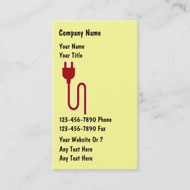 Tarjetas de visita simples del electricista (Anverso)