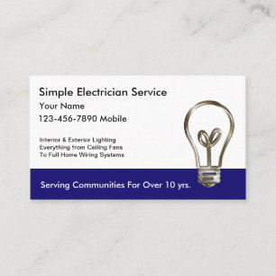 Tarjetas de visita simples del electricista