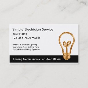 Tarjetas de visita simples del electricista