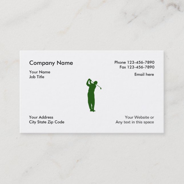 Tarjetas de visita simples del golf (Anverso)