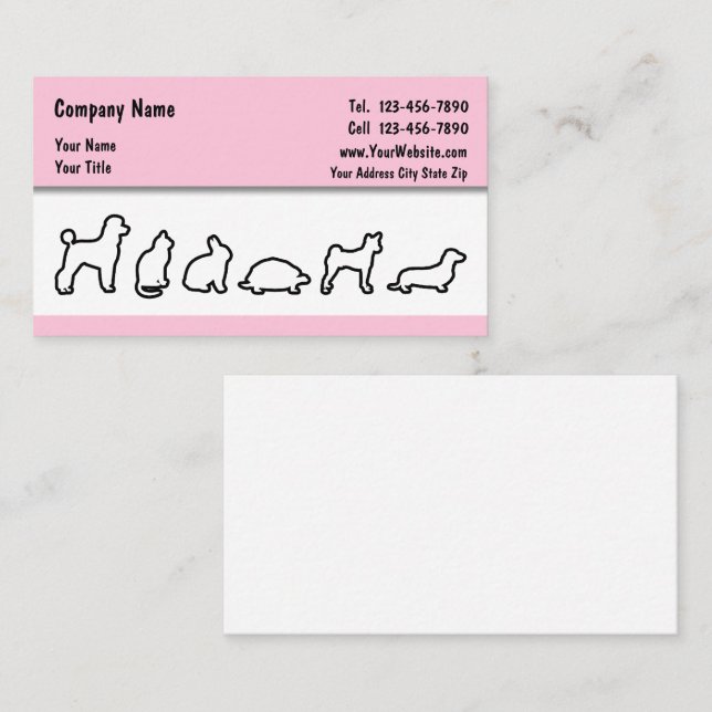 Tarjetas de visita simples para Mascotas (Anverso / Reverso)