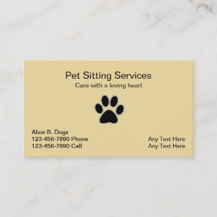 Tarjetas de visita simples para Mascotas en el sit