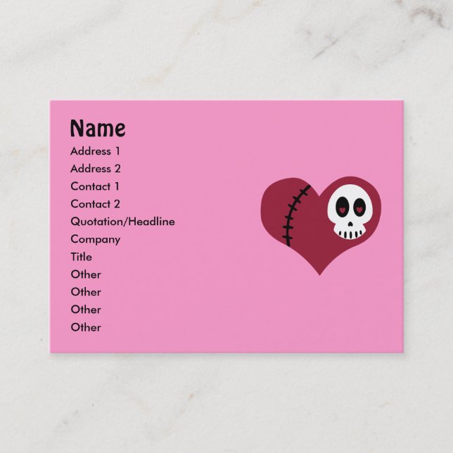Tarjetas de visita Skull Heart (Anverso)