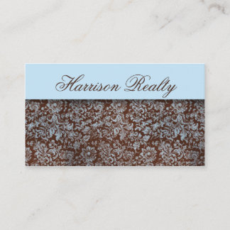 Tarjetas de visita Sky Blue Brown Rosa Damask Lace