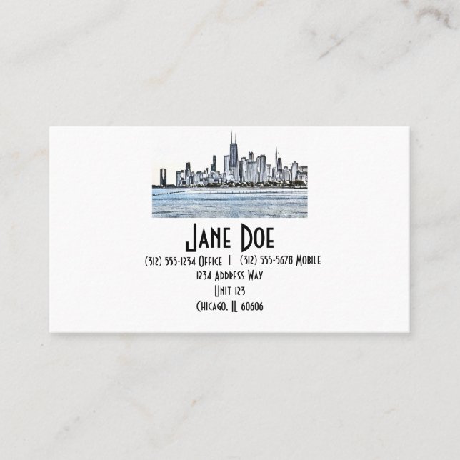 Tarjetas de visita Skyline de Chicago (Anverso)
