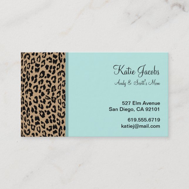 Tarjetas de visita sociales del leopardo (Anverso)