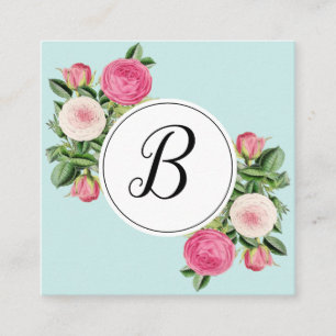 Tarjetas de visita subiós monograma azul floral d