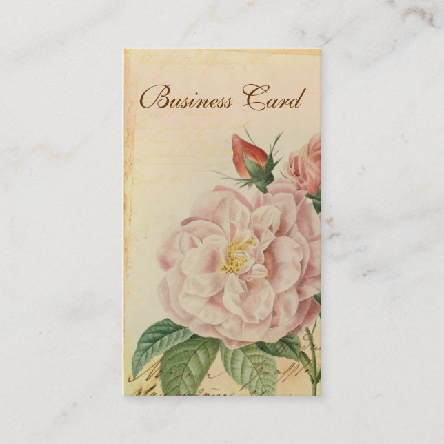 Tarjetas de visita subiós rosa francés del vintage (Anverso)